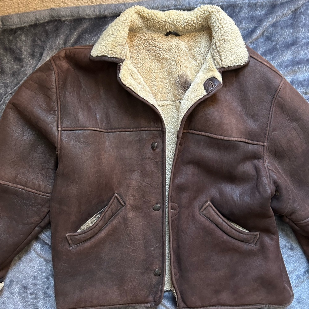 Men’s Genuine Timberland Leather Shearling Sheepskin Coat XL PRICE IS FIRM!